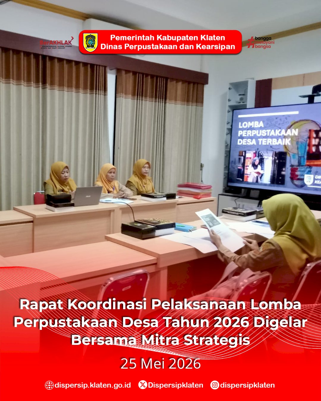Rapat Koordinasi Persiapan Lomba Perpustakaan Desa Tahun 2026 Digelar Bersama Mitra Strategis