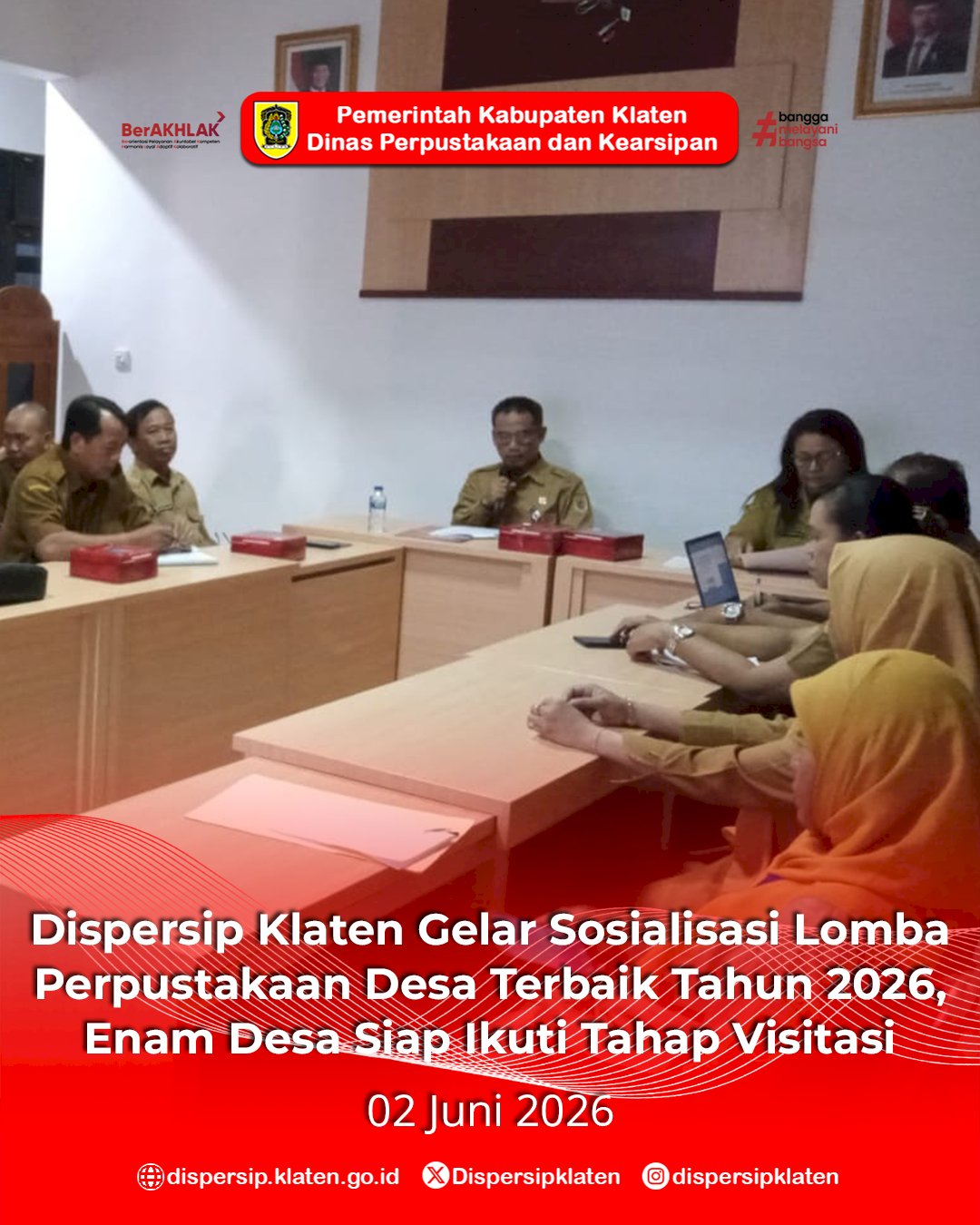 Dispersip Klaten Gelar Sosialisasi Lomba Perpustakaan Desa Terbaik Tahun 2026, Enam Desa Siap Ikuti Tahap Visitasi