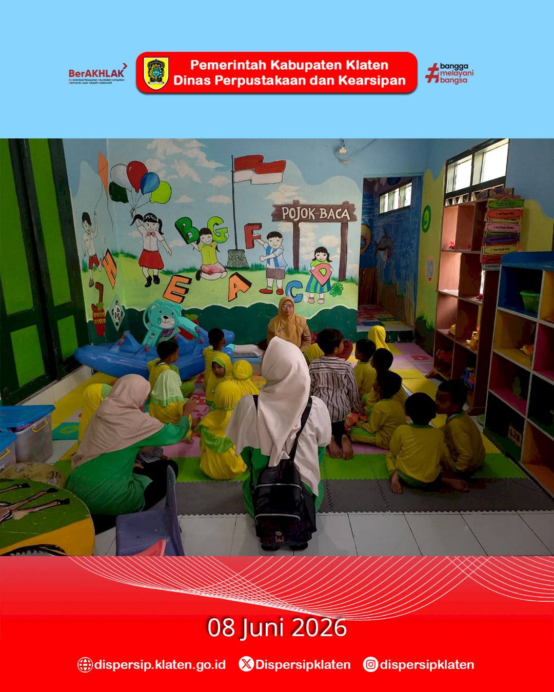 TK Plus Al Maula Prambanan Kenalkan Budaya Membaca Melalui Kunjungan Edukatif ke Perpustakaan Dispersip Klaten