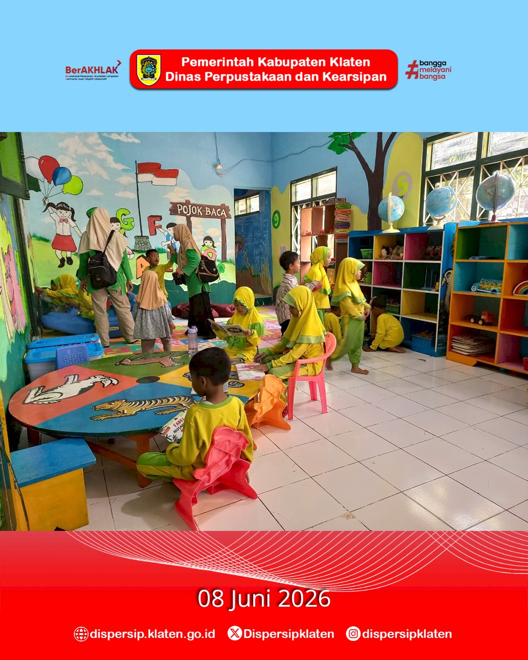 TK Plus Al Maula Prambanan Kenalkan Budaya Membaca Melalui Kunjungan Edukatif ke Perpustakaan Dispersip Klaten