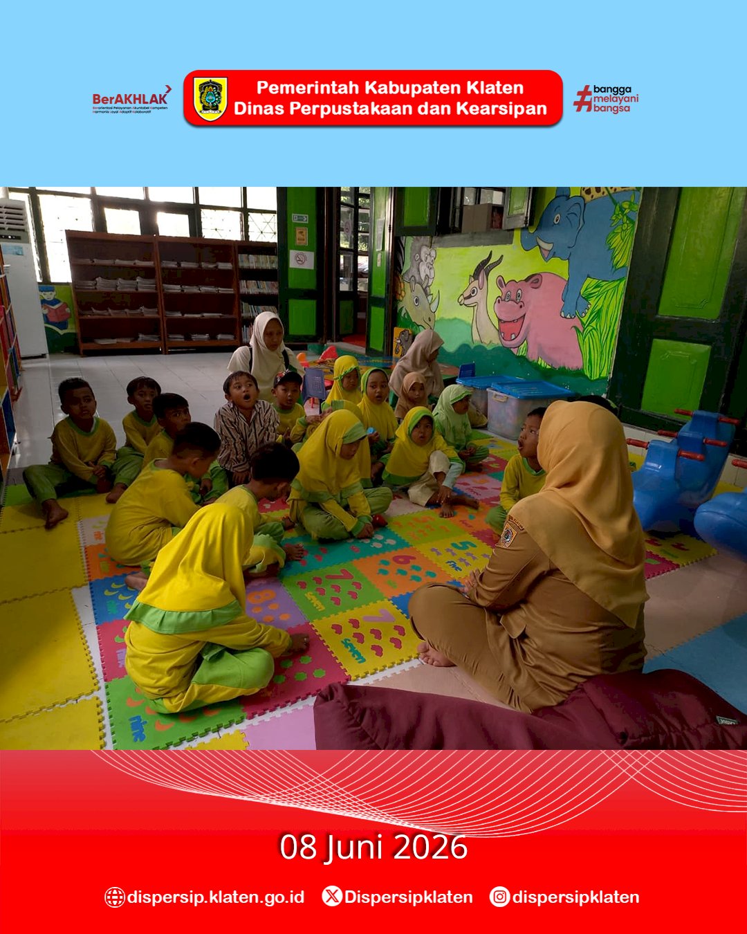 TK Plus Al Maula Prambanan Kenalkan Budaya Membaca Melalui Kunjungan Edukatif ke Perpustakaan Dispersip Klaten