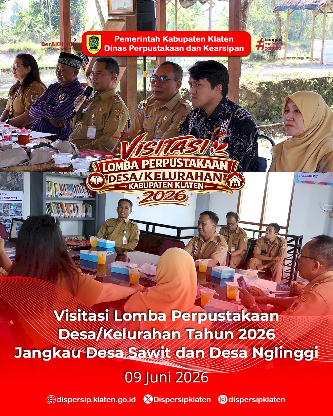 Visitasi Lomba Perpustakaan Desa/Kelurahan Kabupaten Klaten Tahun 2026 Jangkau Desa Sawit dan Desa Nglinggi
