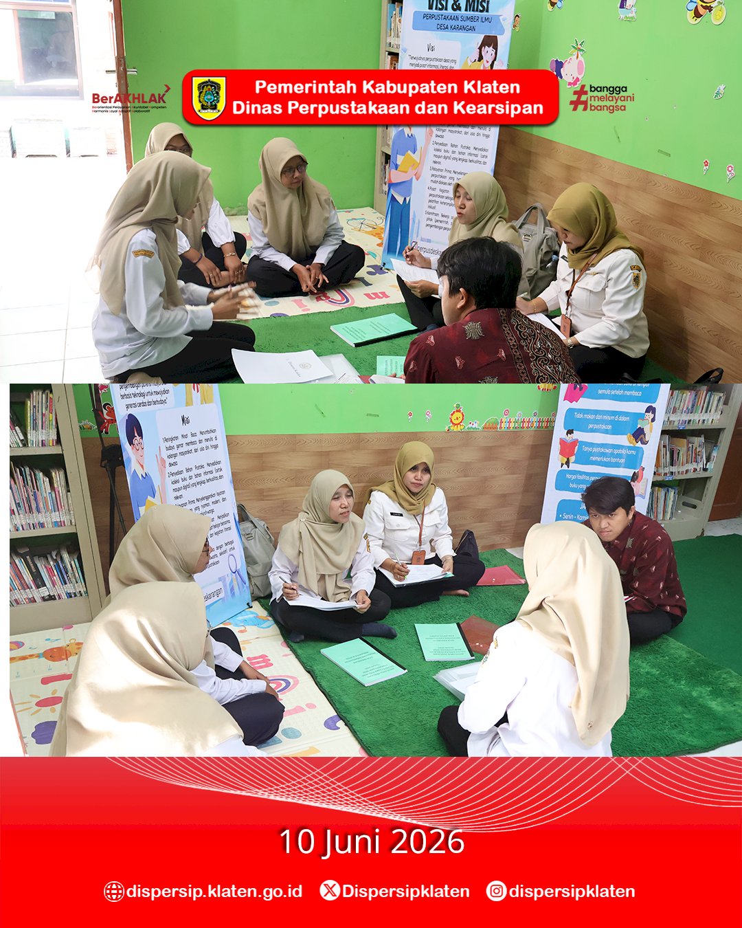 Hari Kedua Visitasi Lomba Perpustakaan Desa/Kelurahan 2026, Tim Penilai Kunjungi Desa Jebugan dan Karangan