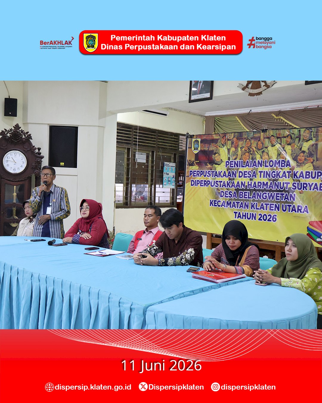 Visitasi Hari Ketiga Lomba Perpustakaan Desa/Kelurahan 2026, Tim Penilai Sambangi Desa Dlimas dan Belangwetan