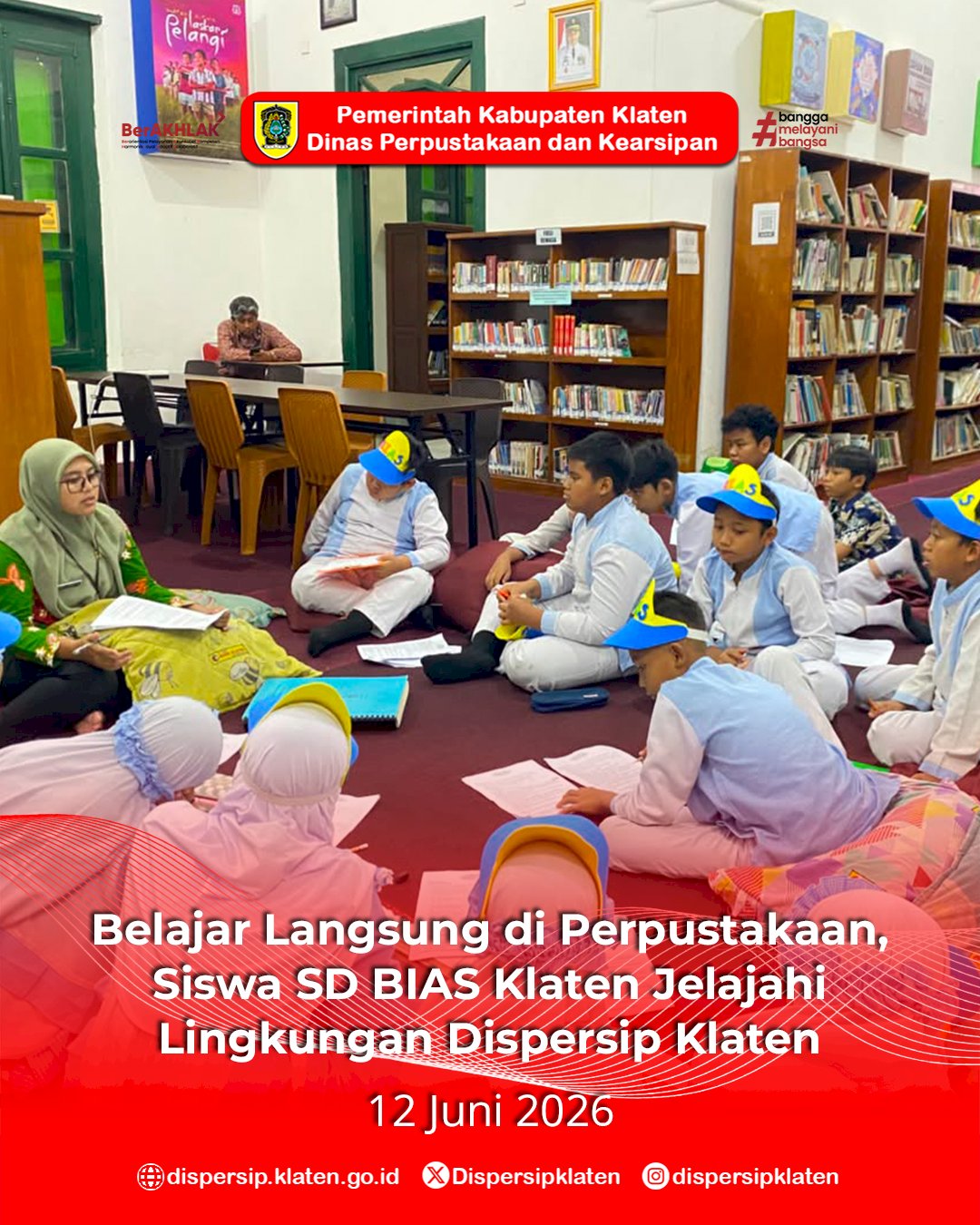 Belajar Langsung di Perpustakaan, Siswa SD BIAS Klaten Jelajahi Lingkungan Dispersip Klaten