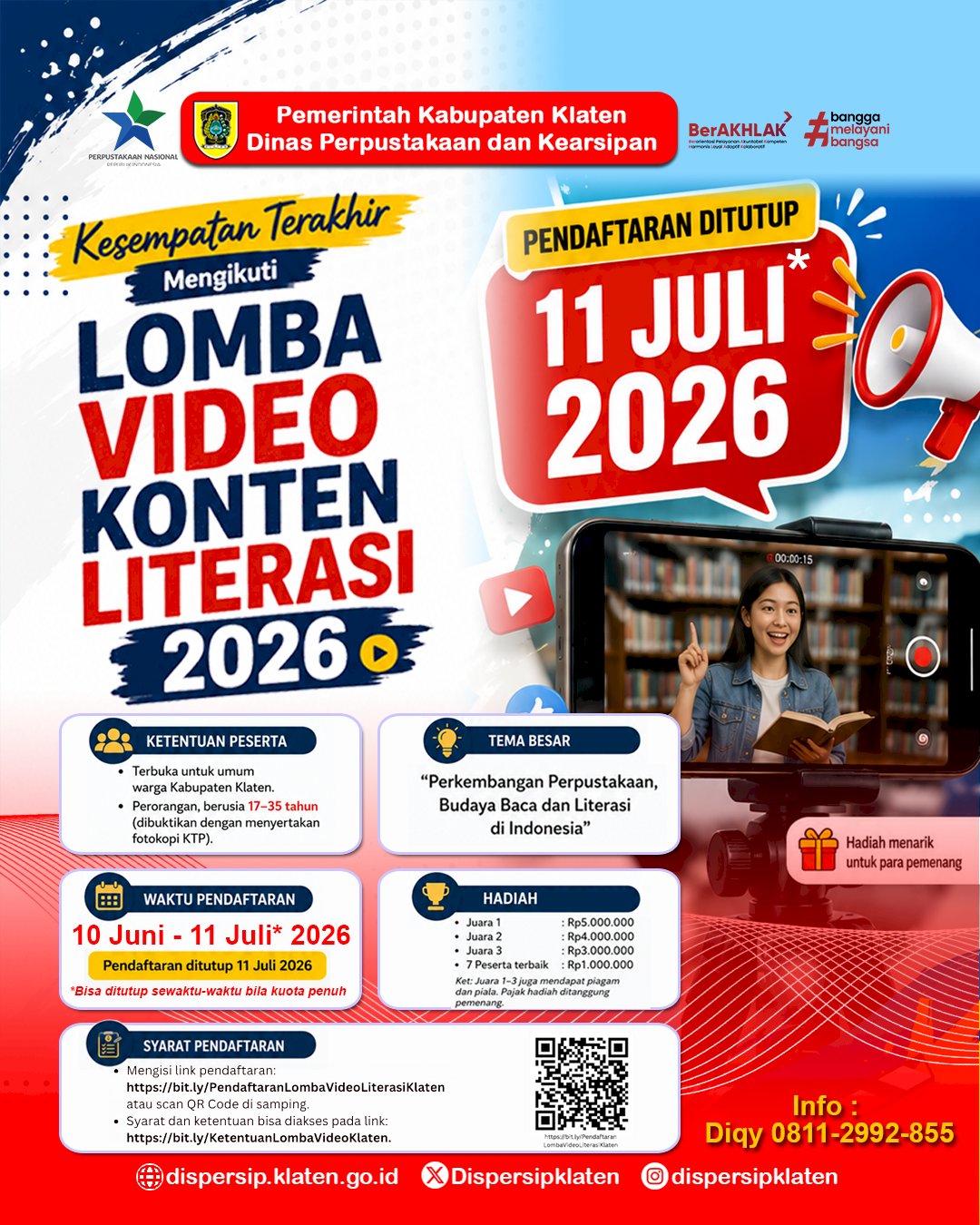 Kesempatan Terakhir Mengikuti Lomba Video Konten Literasi 2026!
