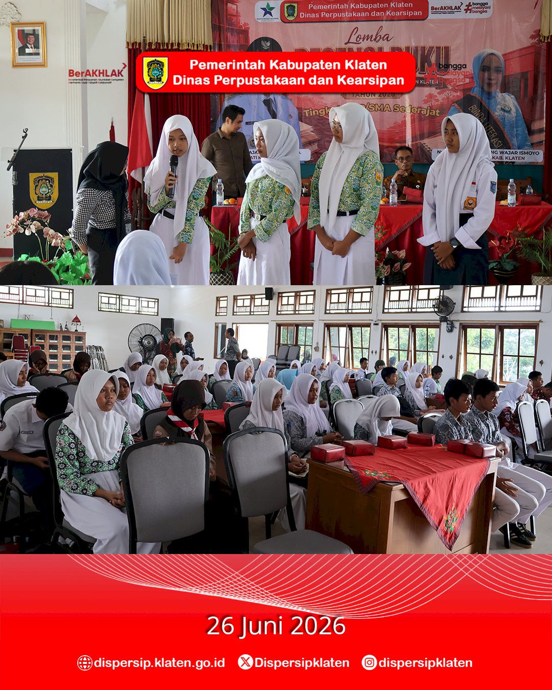 Dispersip Klaten Berikan Pembekalan Peserta Lomba Resensi Buku Tingkat SMP Sederajat Tahun 2026