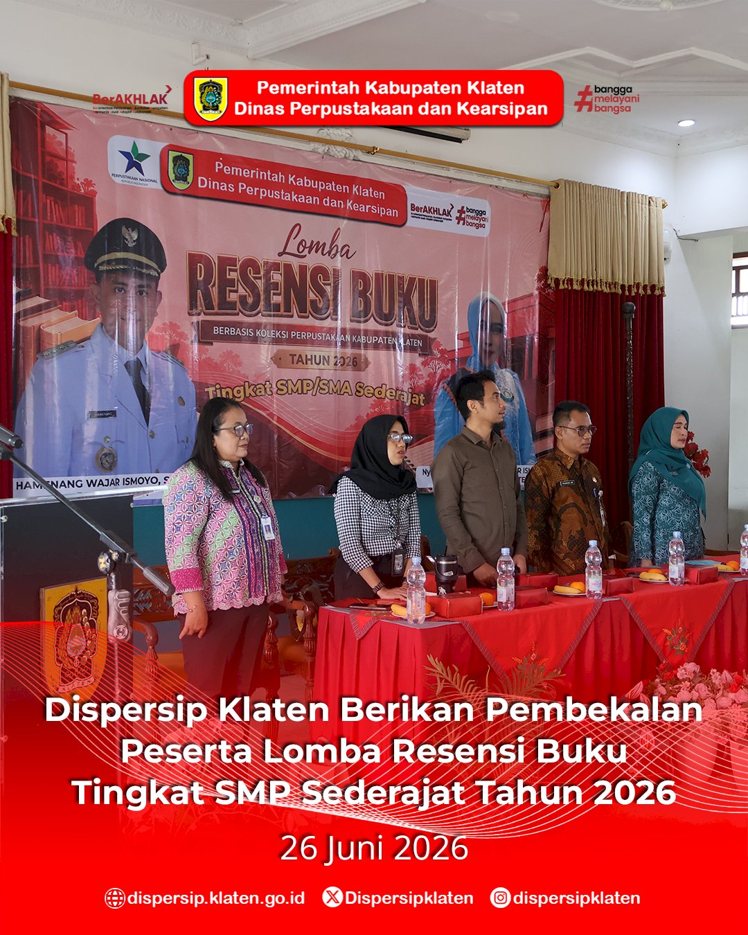 Dispersip Klaten Berikan Pembekalan Peserta Lomba Resensi Buku Tingkat SMP Sederajat Tahun 2026