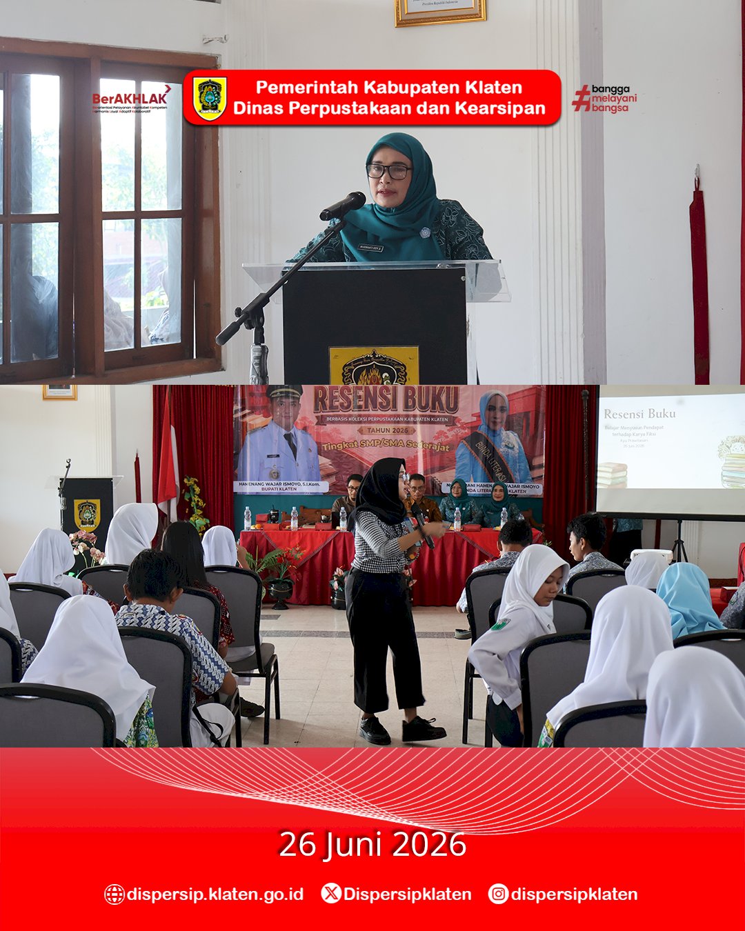 Dispersip Klaten Berikan Pembekalan Peserta Lomba Resensi Buku Tingkat SMP Sederajat Tahun 2026