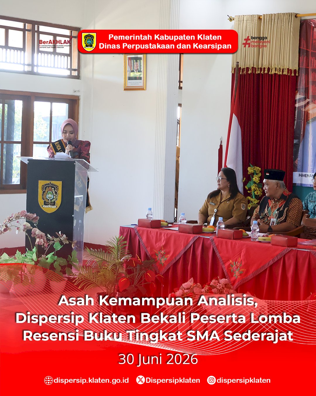 Asah Kemampuan Analisis, Dispersip Klaten Bekali Peserta Lomba Resensi Buku Tingkat SMA Sederajat Tahun 2026