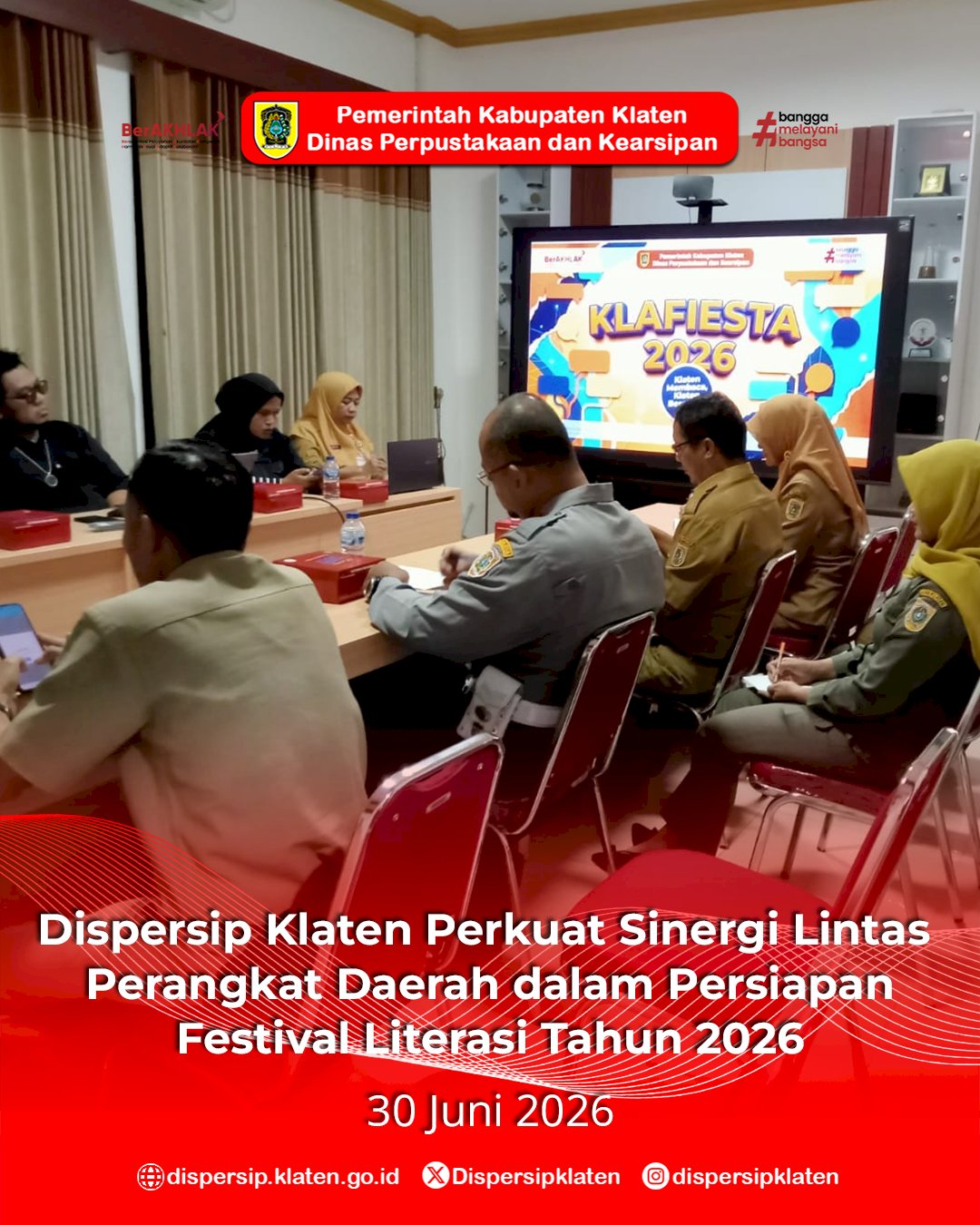 Dispersip Klaten Perkuat Sinergi Lintas Perangkat Daerah dalam Persiapan Festival Literasi Kabupaten Klaten Tahun 2026