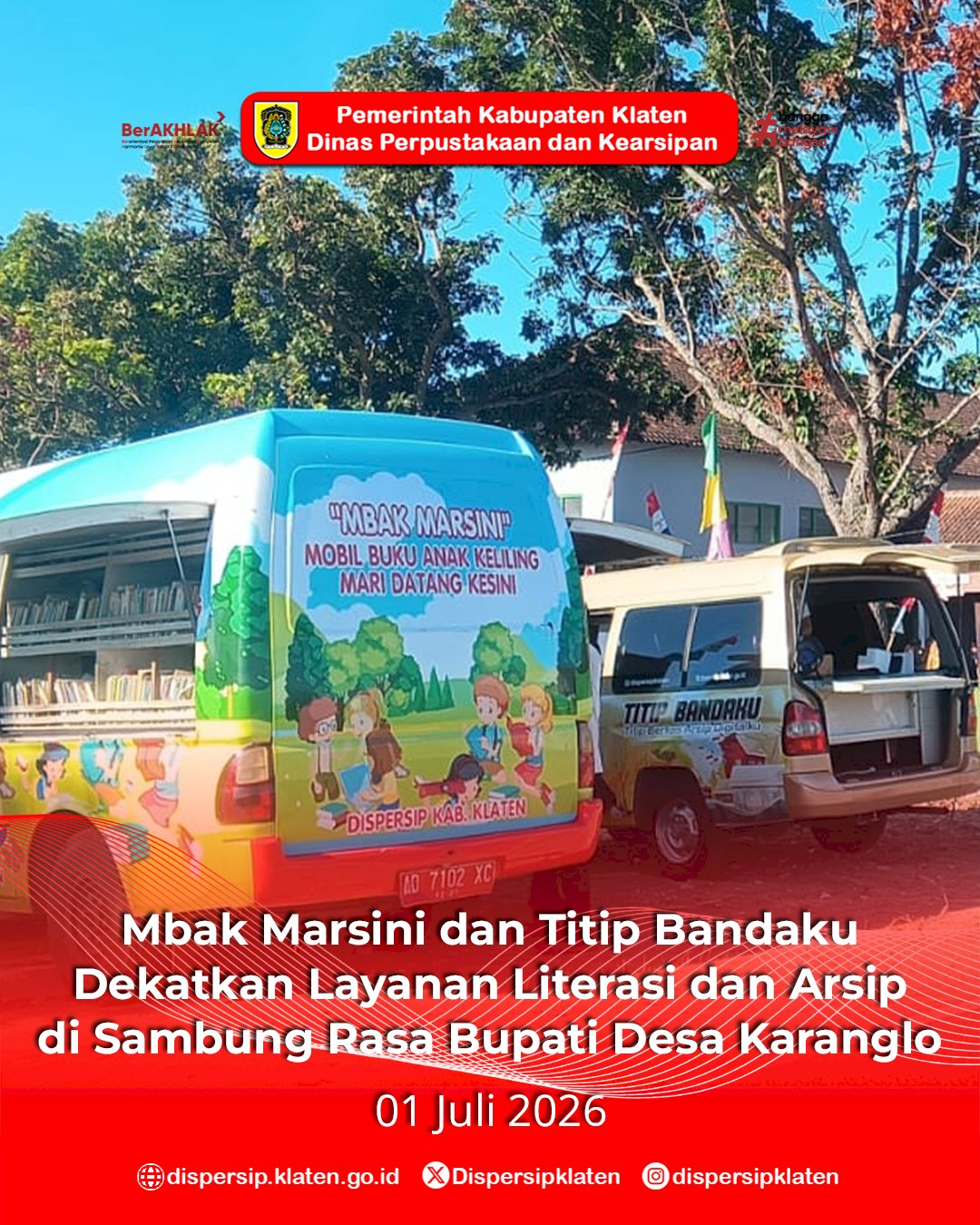 Mbak Marsini dan Titip Bandaku Dekatkan Layanan Literasi dan Arsip Digital di Sambung Rasa Bupati Klaten Desa Karanglo