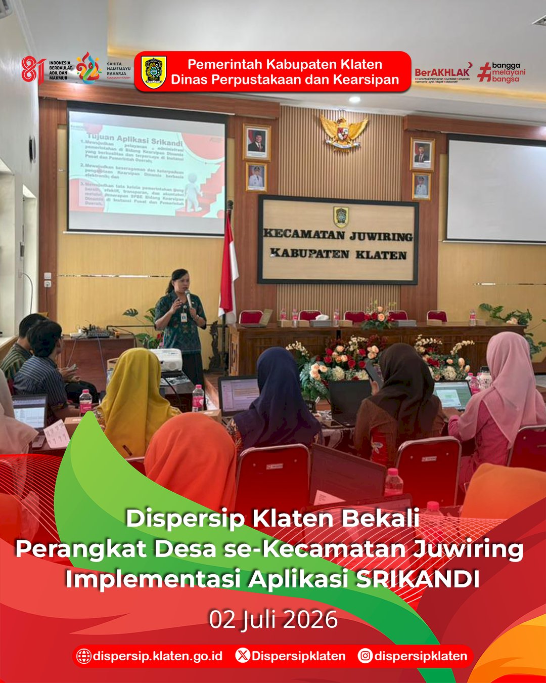 Dispersip Klaten Bekali Perangkat Desa se-Kecamatan Juwiring Implementasi Aplikasi SRIKANDI dalam Pelayanan Administrasi Digital