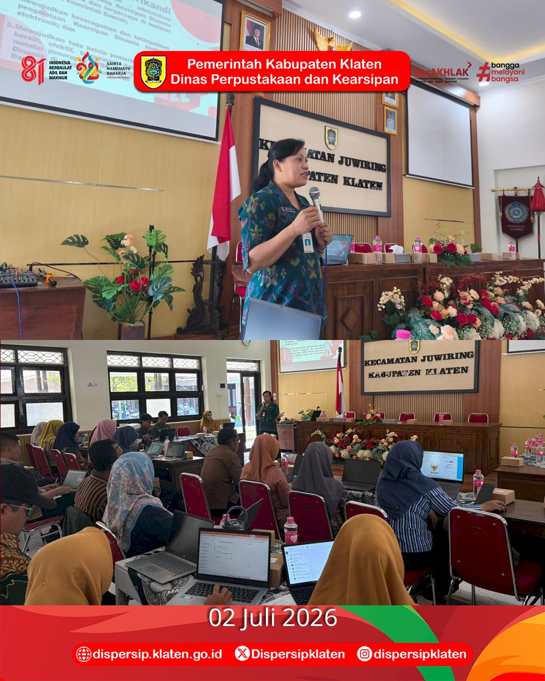 Dispersip Klaten Bekali Perangkat Desa se-Kecamatan Juwiring Implementasi Aplikasi SRIKANDI dalam Pelayanan Administrasi Digital
