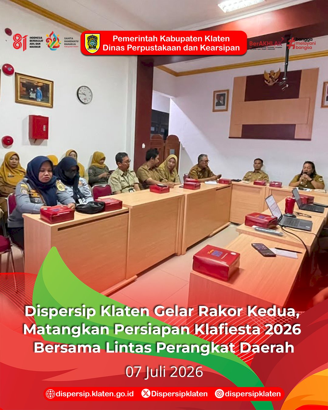 Dispersip Klaten Gelar Rakor Kedua, Matangkan Persiapan Klafiesta 2026 Bersama Lintas Perangkat Daerah