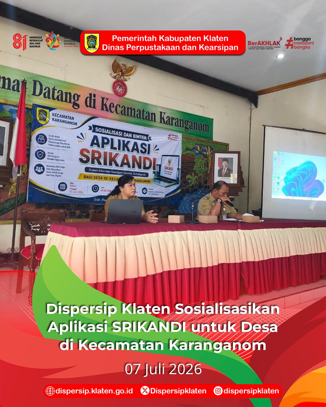 Dispersip Klaten Sosialisasikan Aplikasi SRIKANDI untuk Desa di Kecamatan Karanganom