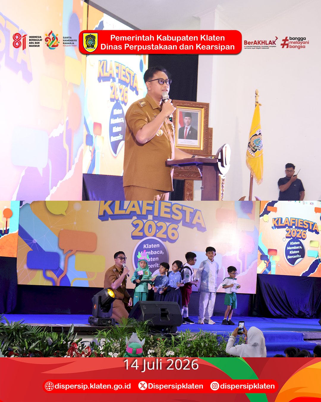 Bupati Klaten Resmi Buka Klafiesta 2026, Ajak Anak Gemar Membaca dan Mendongeng Bersama Bunda Literasi