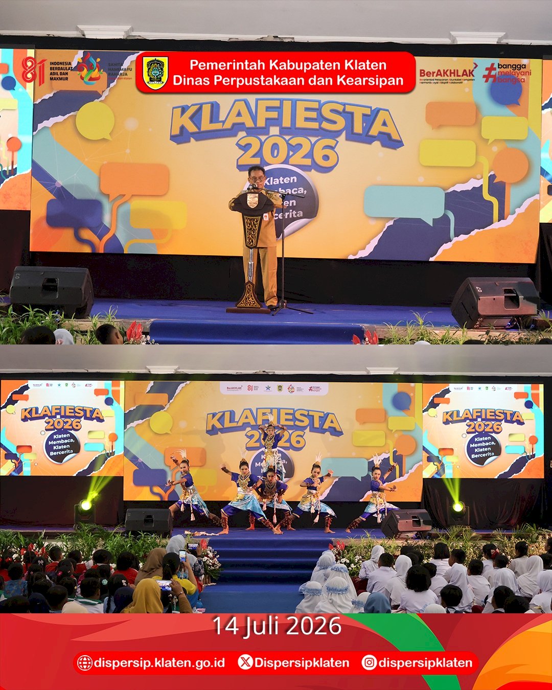 Bupati Klaten Resmi Buka Klafiesta 2026, Ajak Anak Gemar Membaca dan Mendongeng Bersama Bunda Literasi