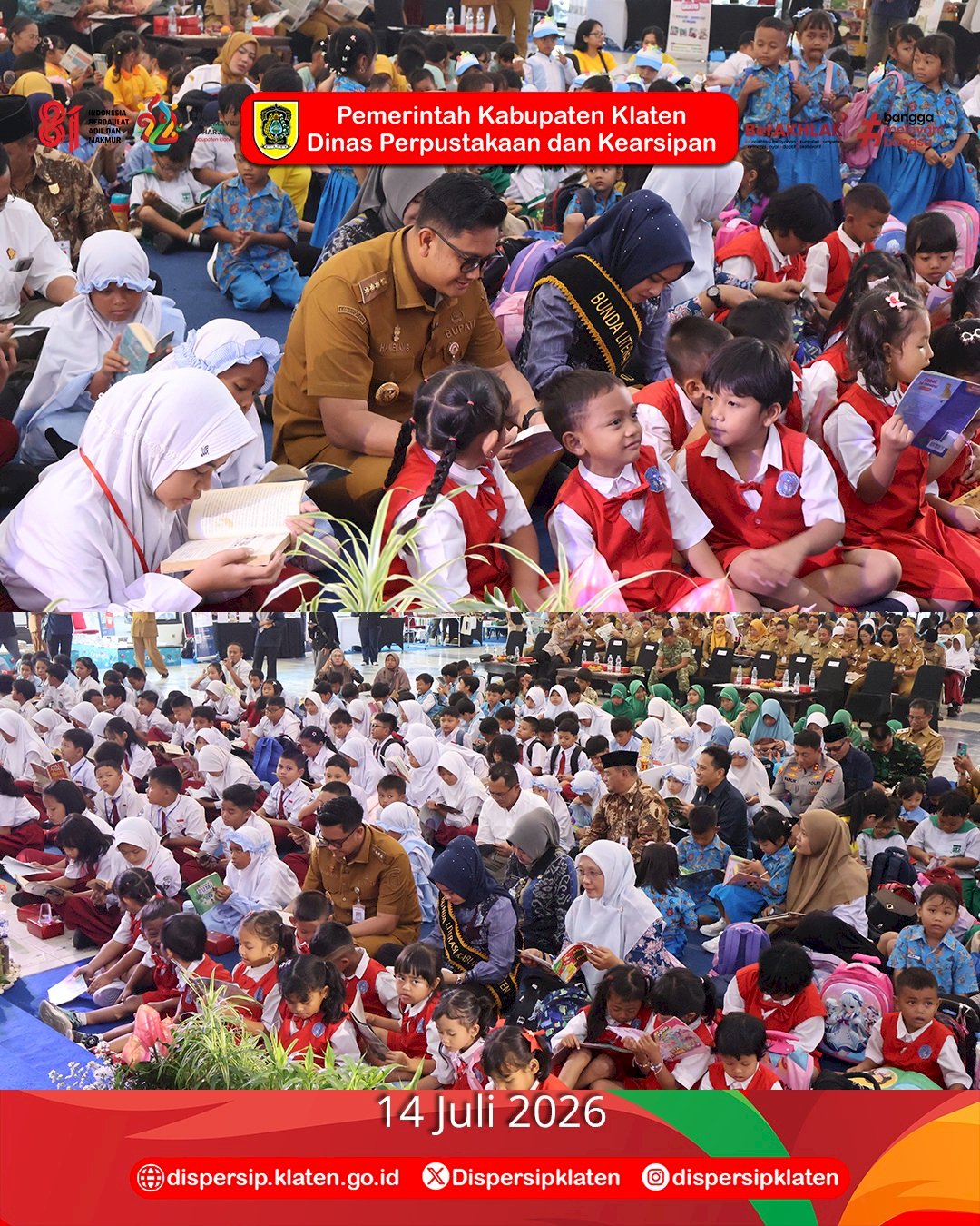 Bupati Klaten Resmi Buka Klafiesta 2026, Ajak Anak Gemar Membaca dan Mendongeng Bersama Bunda Literasi