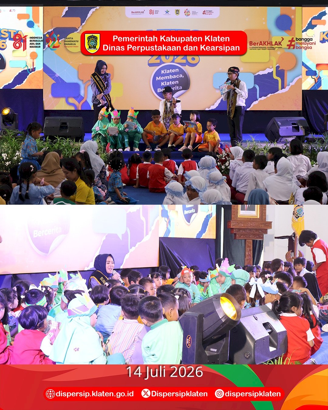 Bupati Klaten Resmi Buka Klafiesta 2026, Ajak Anak Gemar Membaca dan Mendongeng Bersama Bunda Literasi