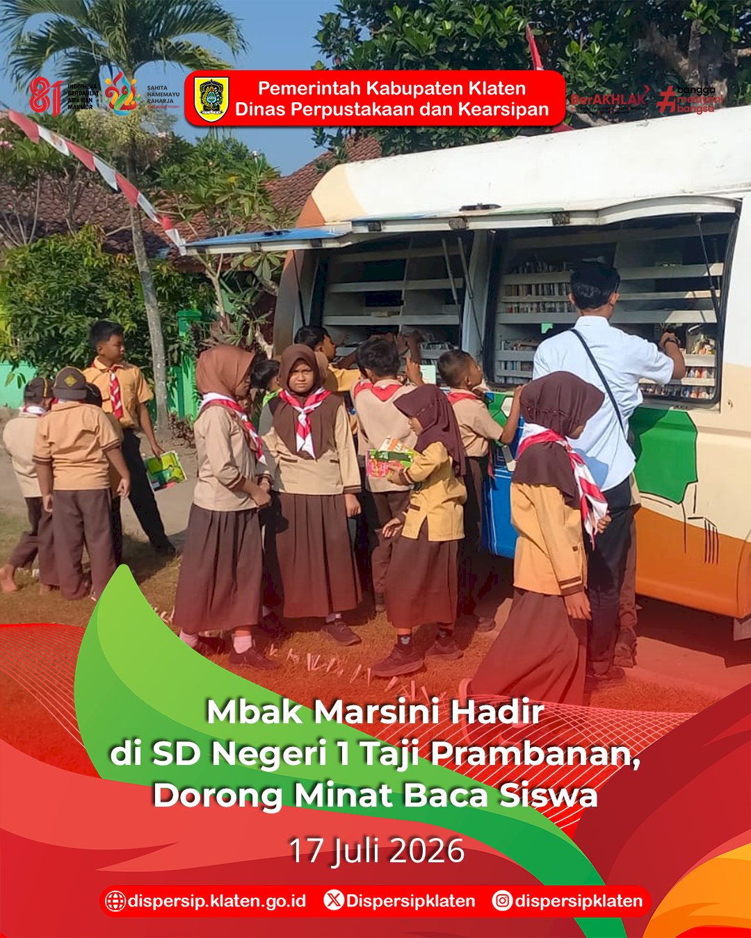 Mbak Marsini Hadir di SD Negeri 1 Taji, Prambanan, Dorong Minat Baca Siswa