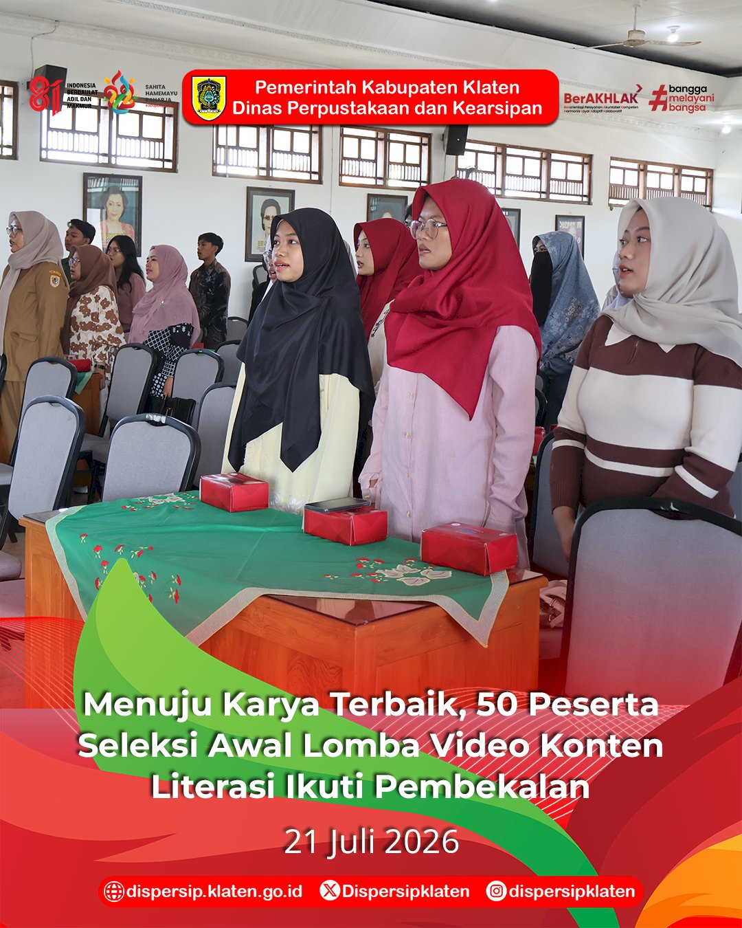 Menuju Karya Terbaik, 50 Peserta Seleksi Awal Lomba Video Konten Literasi Ikuti Pembekalan