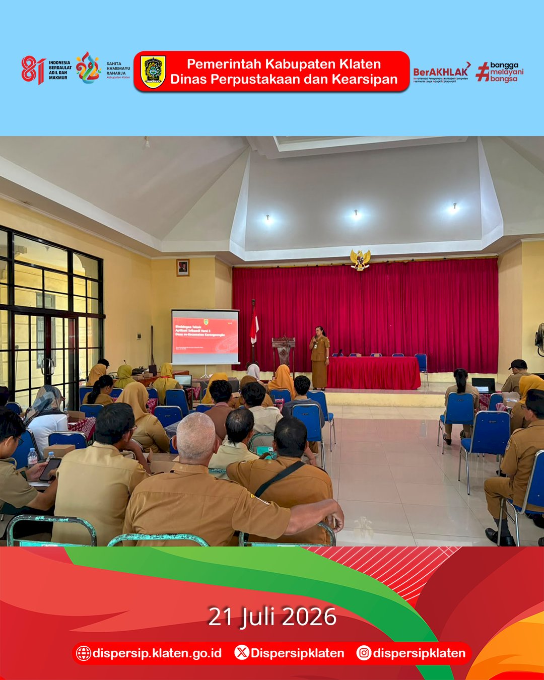 Dispersip Klaten Berikan Bimtek Srikandi bagi Pemerintah Desa se-Kecamatan Karangnongko