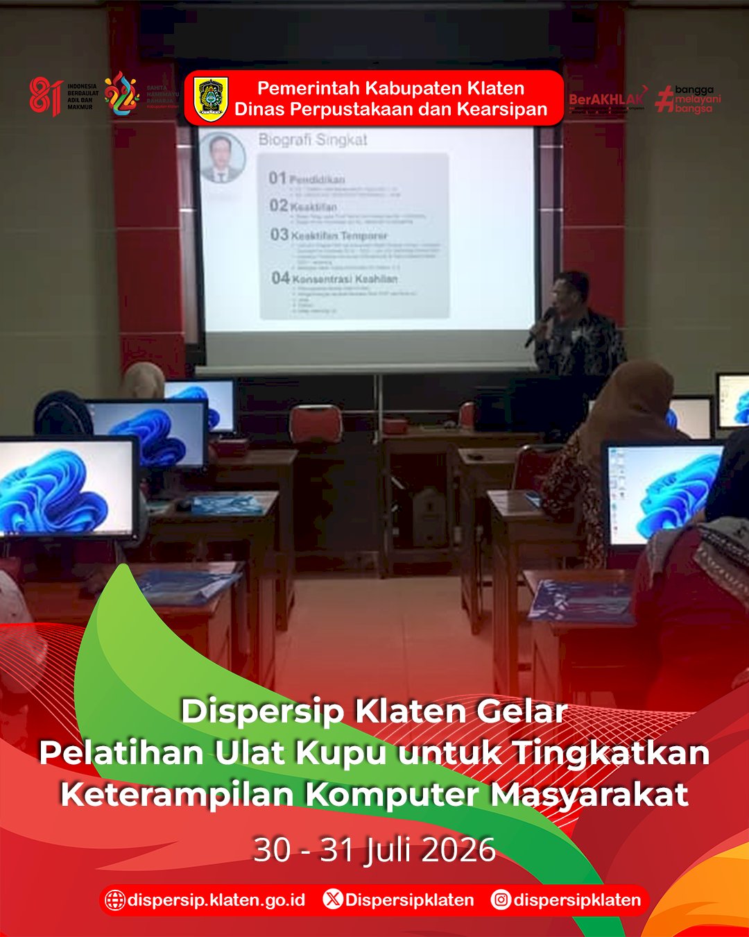 Dispersip Klaten Gelar Pelatihan Ulat Kupu untuk Tingkatkan Keterampilan Komputer Masyarakat