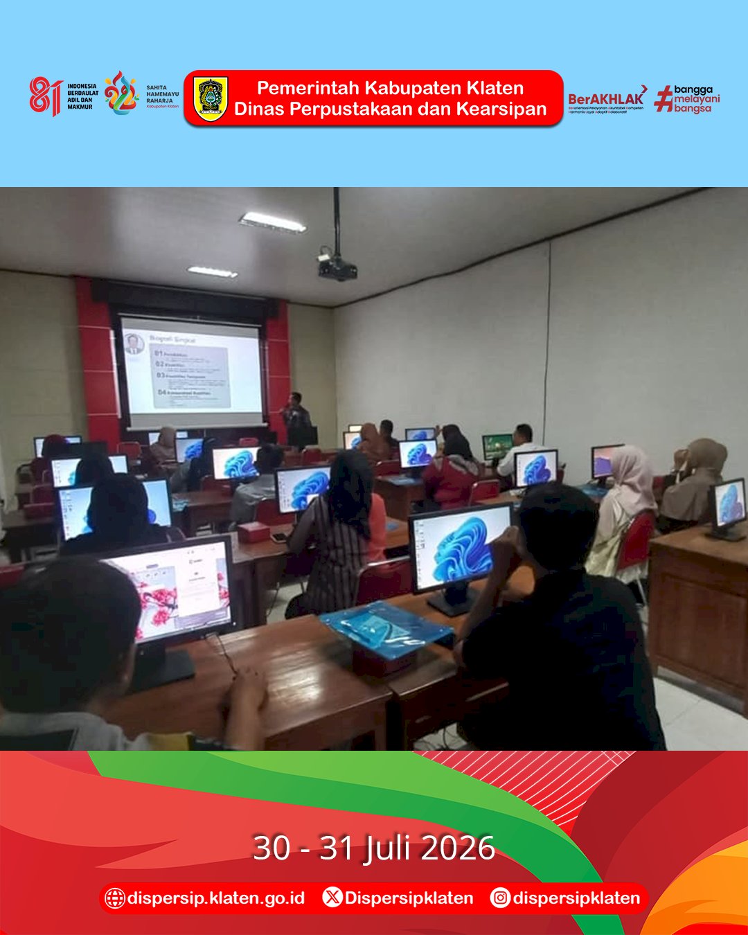 Dispersip Klaten Gelar Pelatihan Ulat Kupu untuk Tingkatkan Keterampilan Komputer Masyarakat