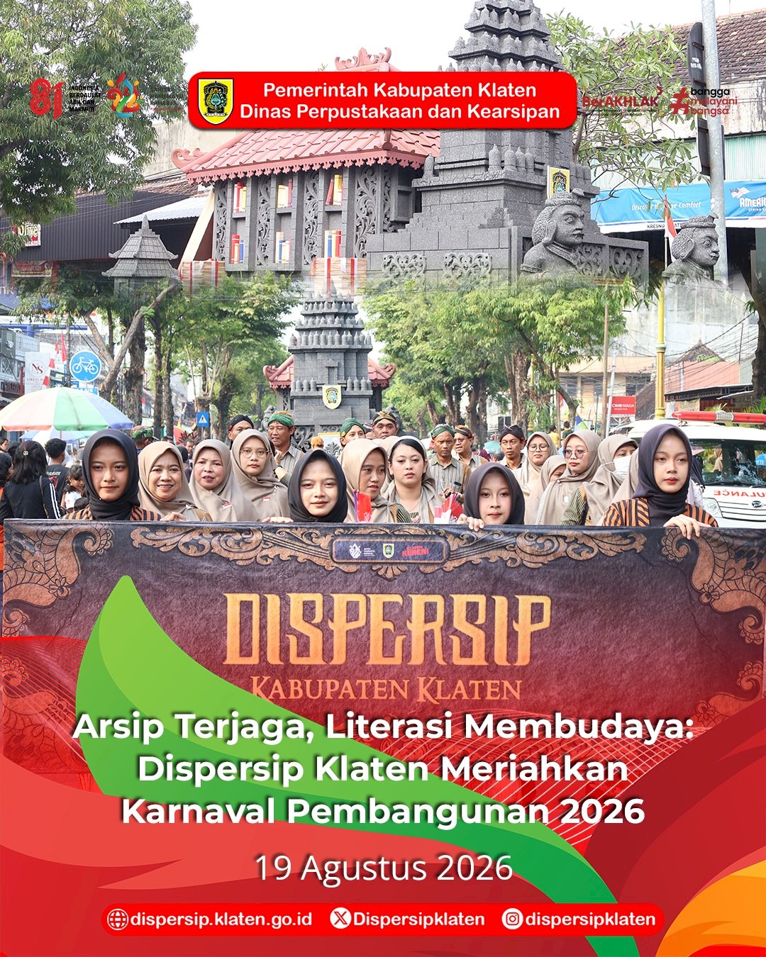 Arsip Terjaga, Literasi Membudaya: Dispersip Klaten Meriahkan Karnaval Pembangunan 2026