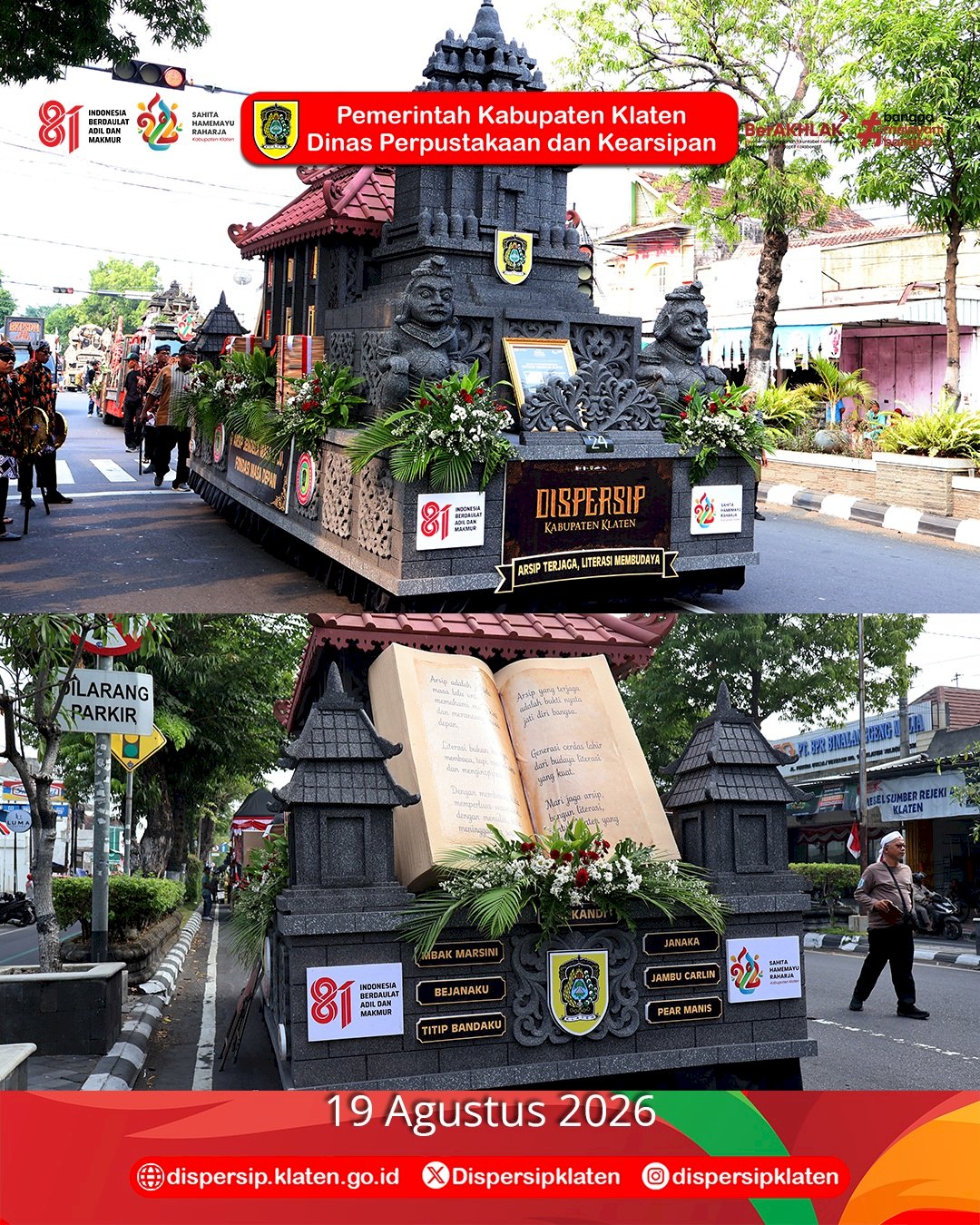 Arsip Terjaga, Literasi Membudaya: Dispersip Klaten Meriahkan Karnaval Pembangunan 2026