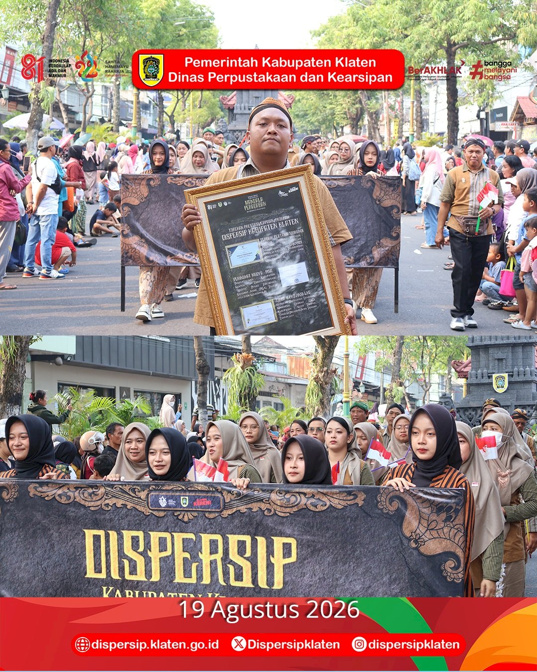 Arsip Terjaga, Literasi Membudaya: Dispersip Klaten Meriahkan Karnaval Pembangunan 2026