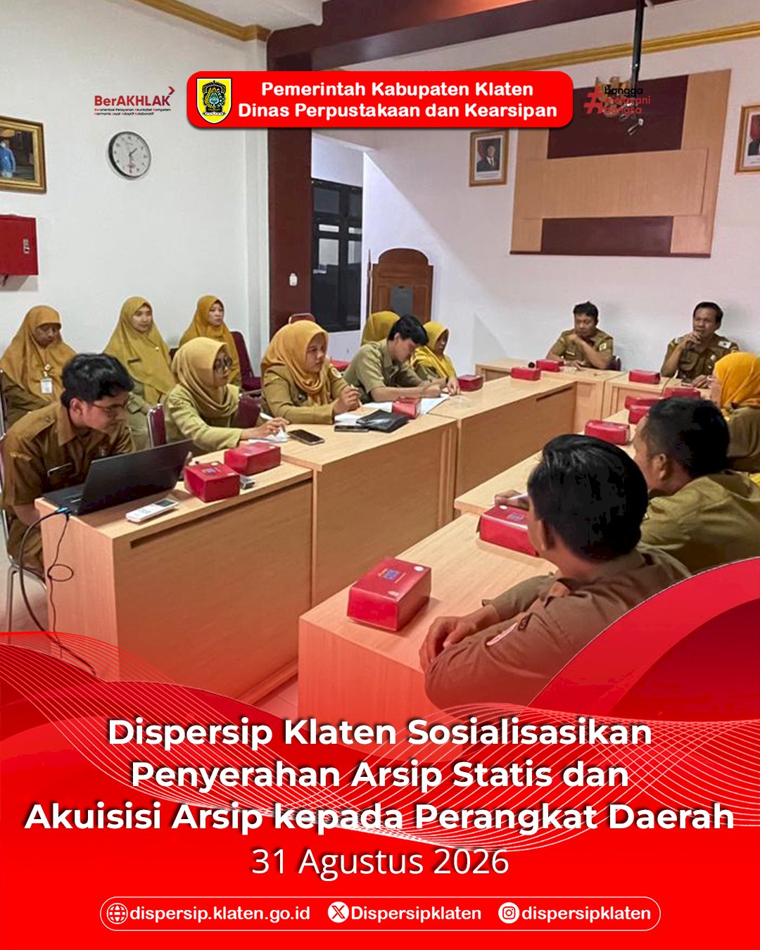 Dispersip Klaten Sosialisasikan Penyerahan Arsip Statis dan Akuisisi Arsip kepada Perangkat Daerah