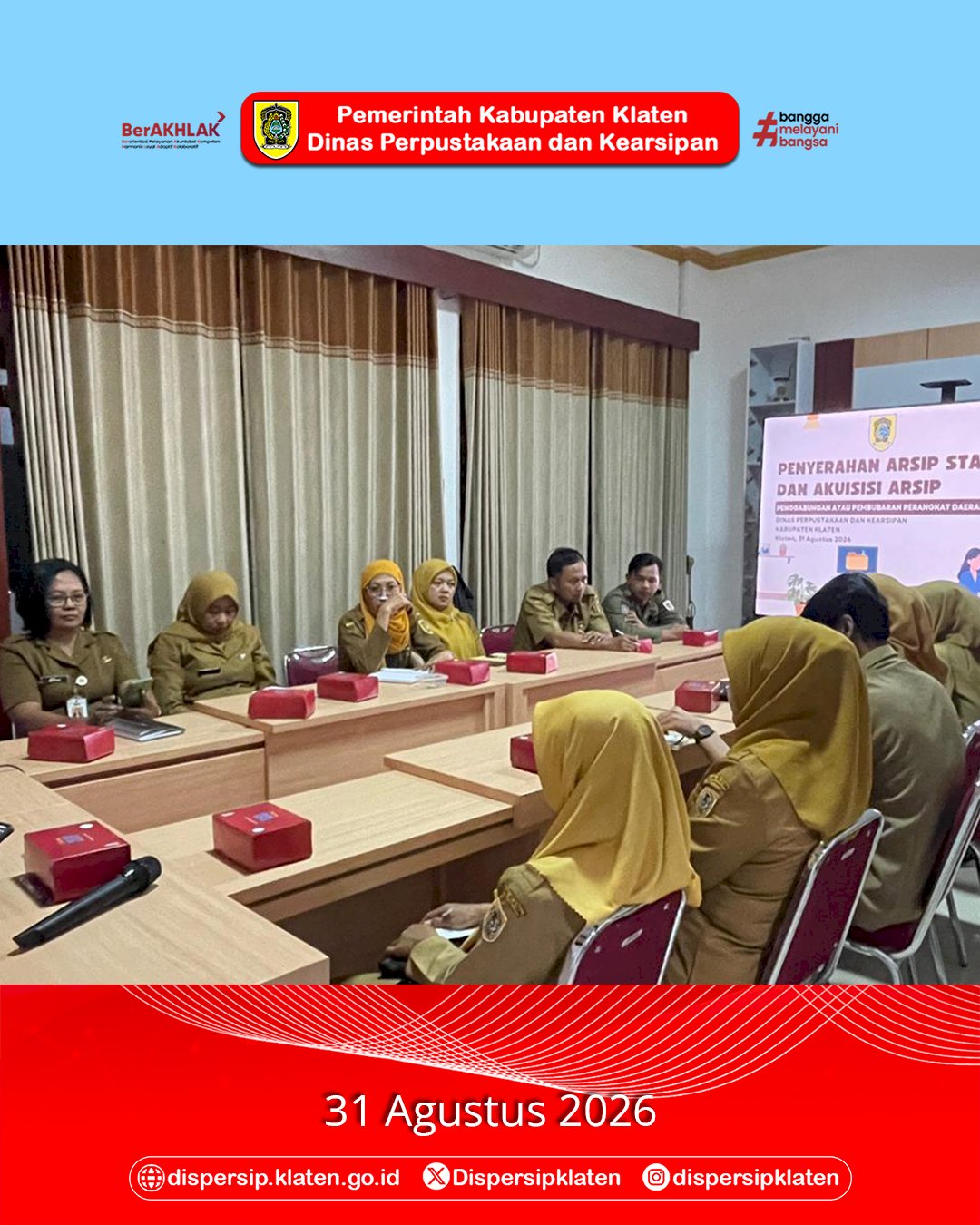 Dispersip Klaten Sosialisasikan Penyerahan Arsip Statis dan Akuisisi Arsip kepada Perangkat Daerah