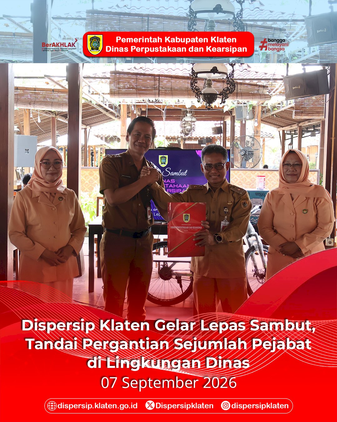 Dispersip Klaten Gelar Lepas Sambut, Tandai Pergantian Sejumlah Pejabat di Lingkungan Dinas