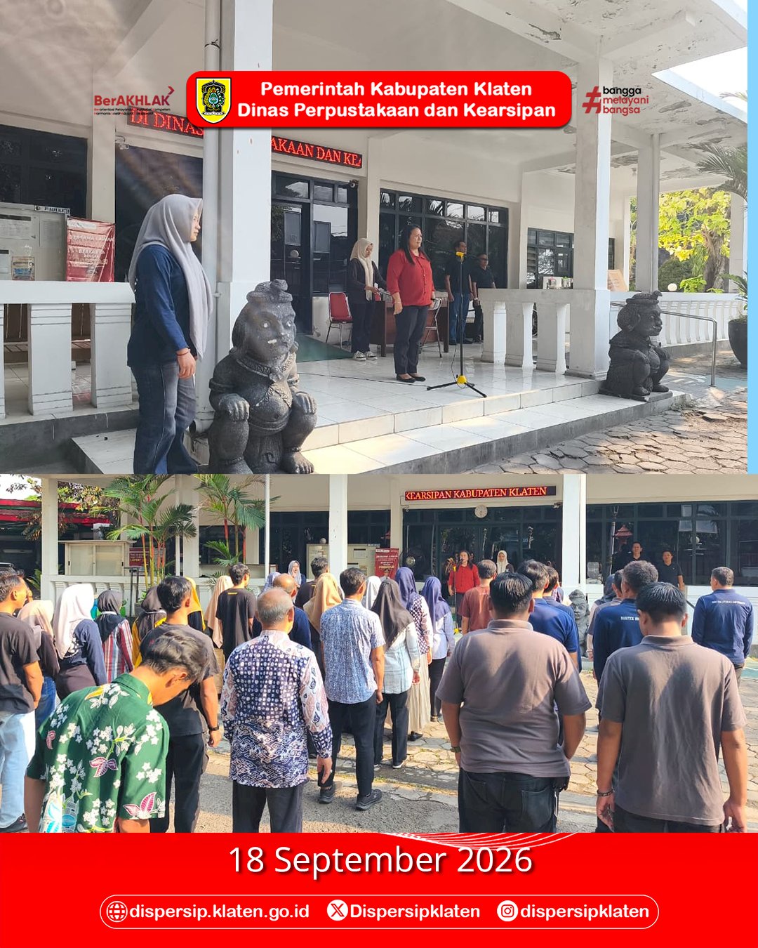 Jumat Bersih, Dispersip Klaten Gotong Royong Jaga Kebersihan Lingkungan Dinas