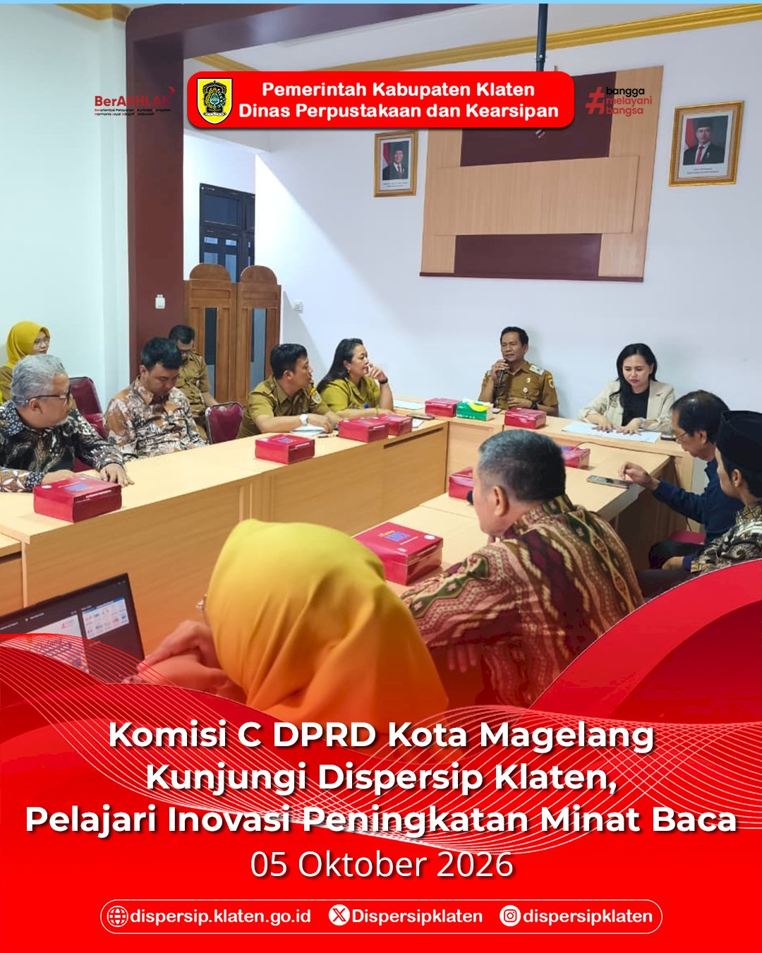 Komisi C DPRD Kota Magelang Kunjungi Dispersip Klaten, Pelajari Inovasi Peningkatan Minat Baca