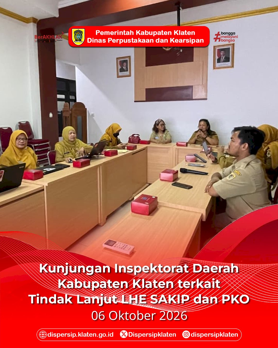 Kunjungan Inspektorat Daerah Kabupaten Klaten terkait Tindak Lanjut LHE SAKIP dan PKO