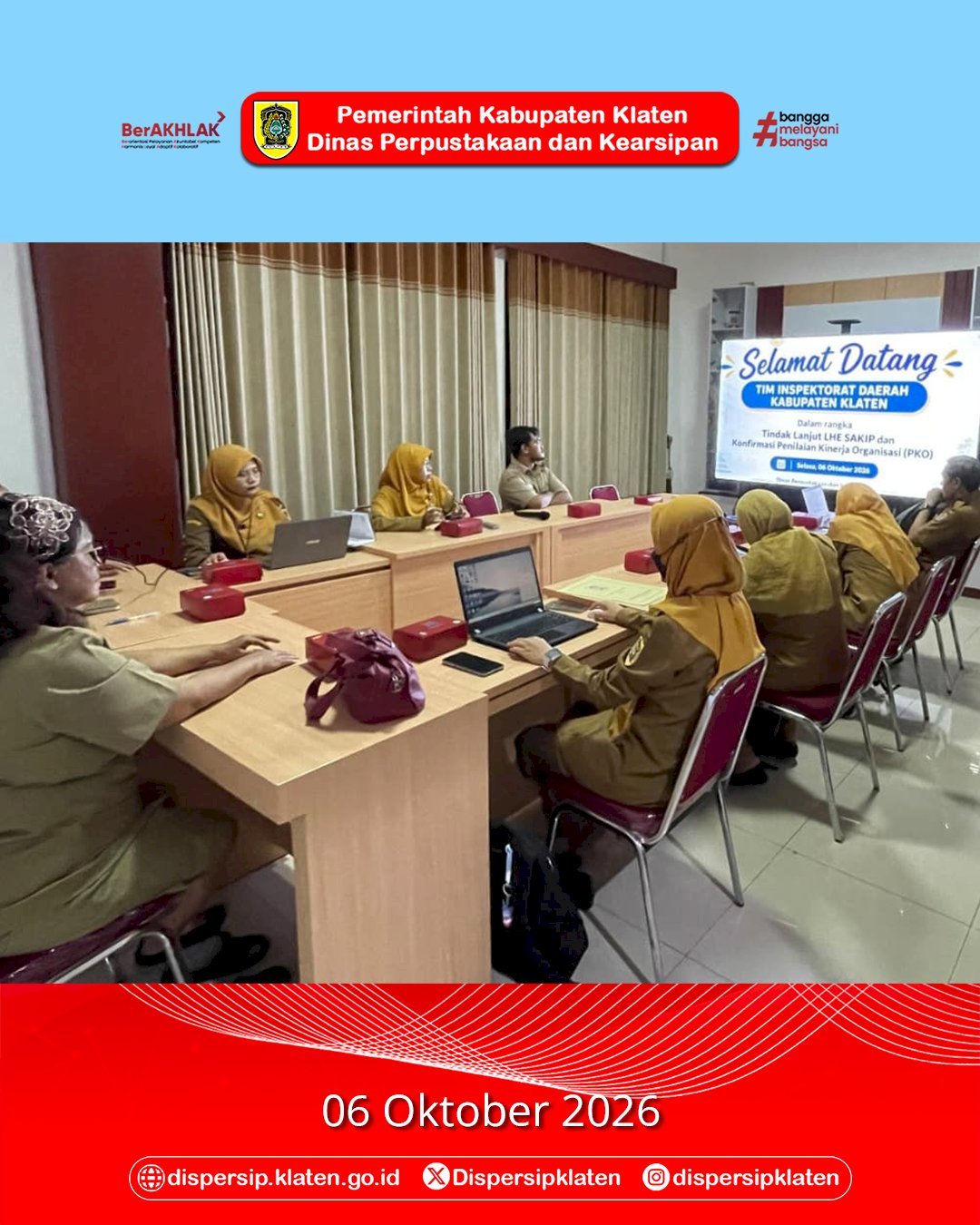 Kunjungan Inspektorat Daerah Kabupaten Klaten terkait Tindak Lanjut LHE SAKIP dan PKO